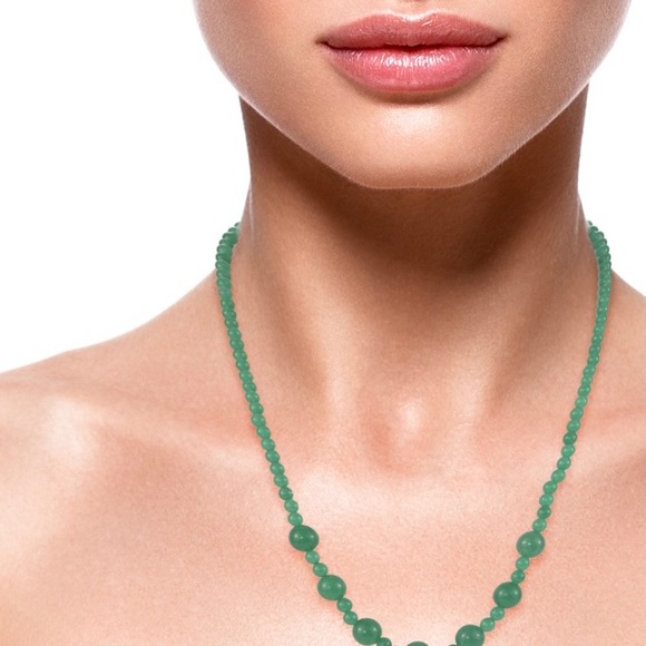 246.90 ctw Green Agate Beads Adj Thread Necklace - Picture 4 of 9